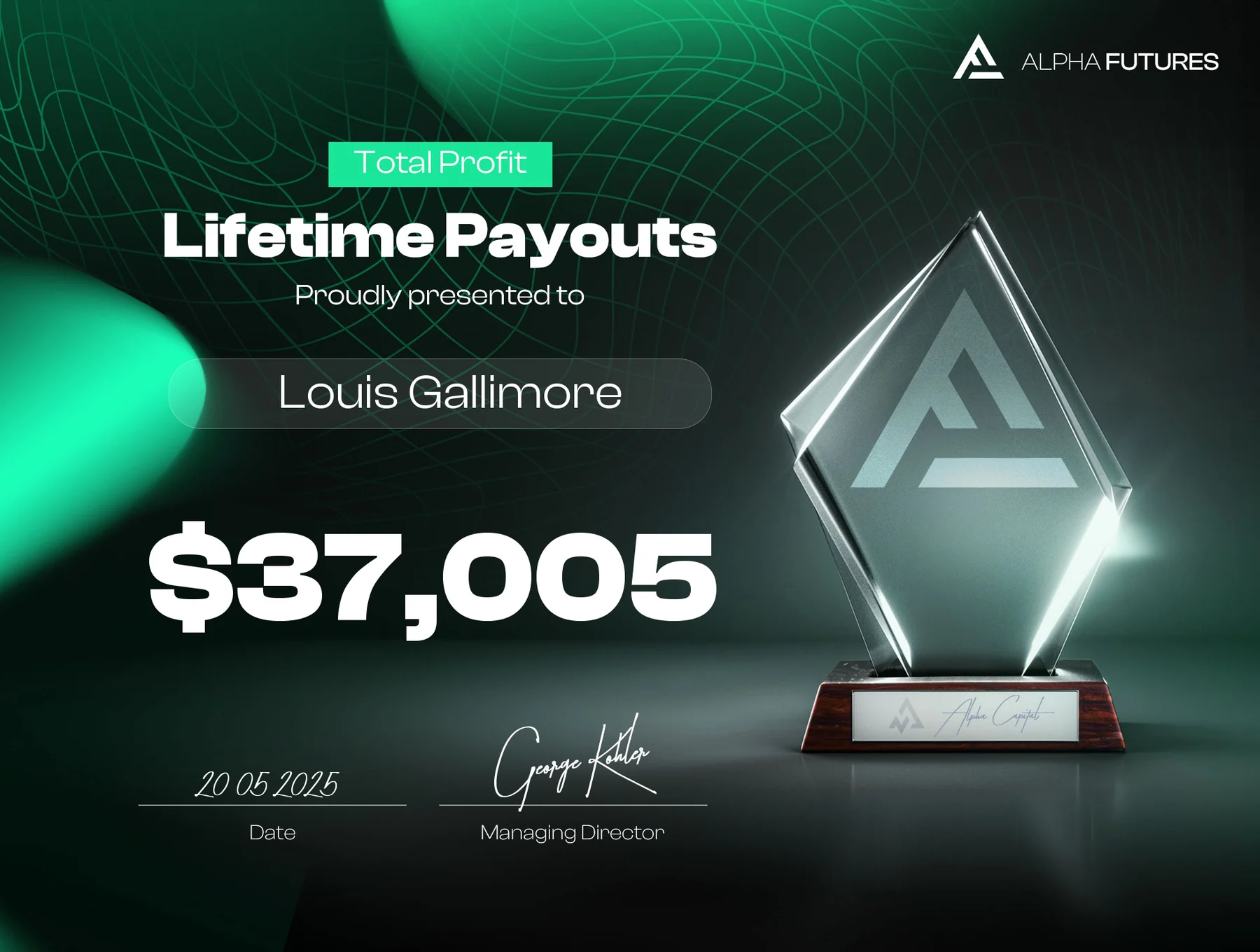 LouisG Trading funded or payout certificate 2