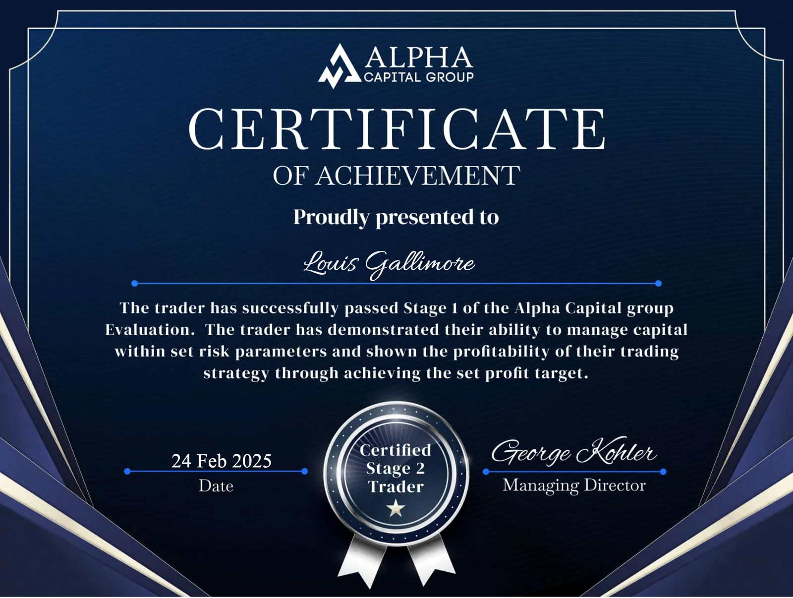 LouisG Trading funded or payout certificate 12