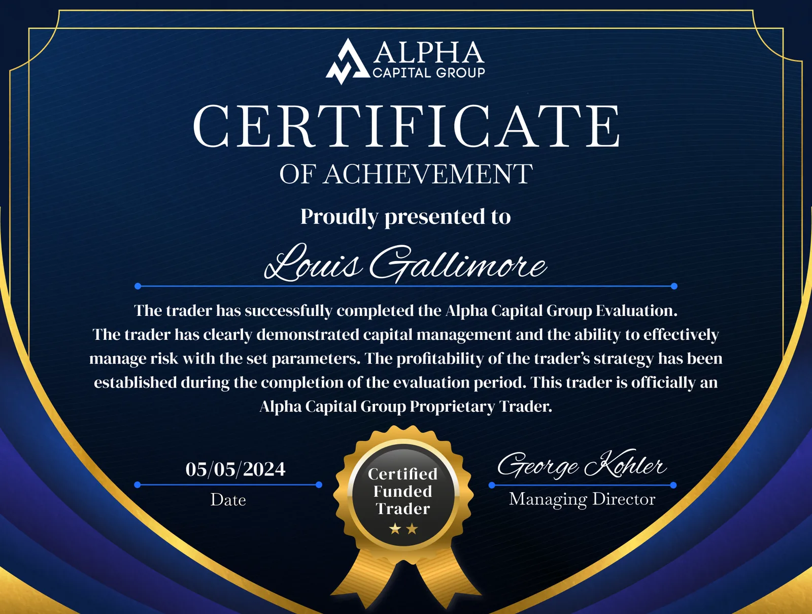 LouisG Trading funded or payout certificate 22