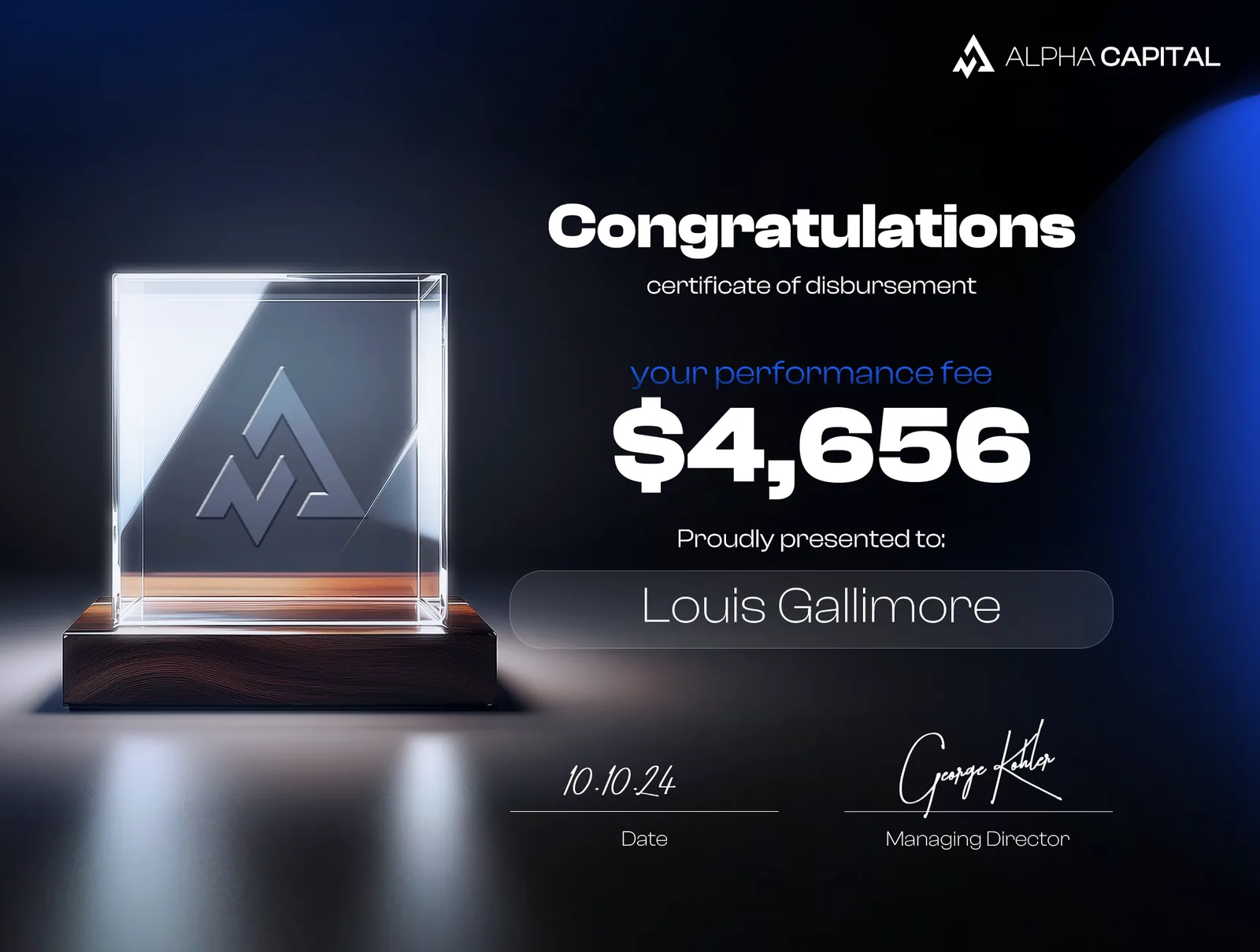 LouisG Trading funded or payout certificate 49